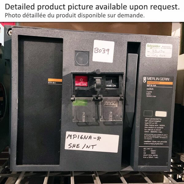 BREAKER 1600A 600V 3P MASTERPACT MERLIN GERIN NON AUTO